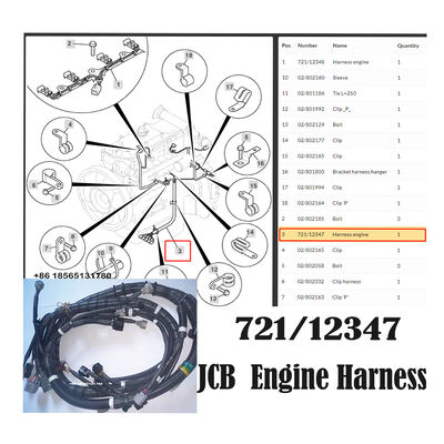 Brand New Excavator Electrical Cable Isuzu 4HK1 Engine Harness 721/12347 72112347 for JCB JS160 JS200