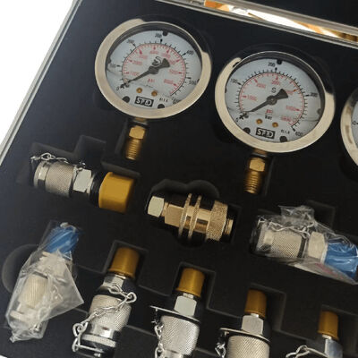 Hydraulic Pressure Test Kit 4 Gauges for Excavators Pressure Gauge Diagnostic Tools